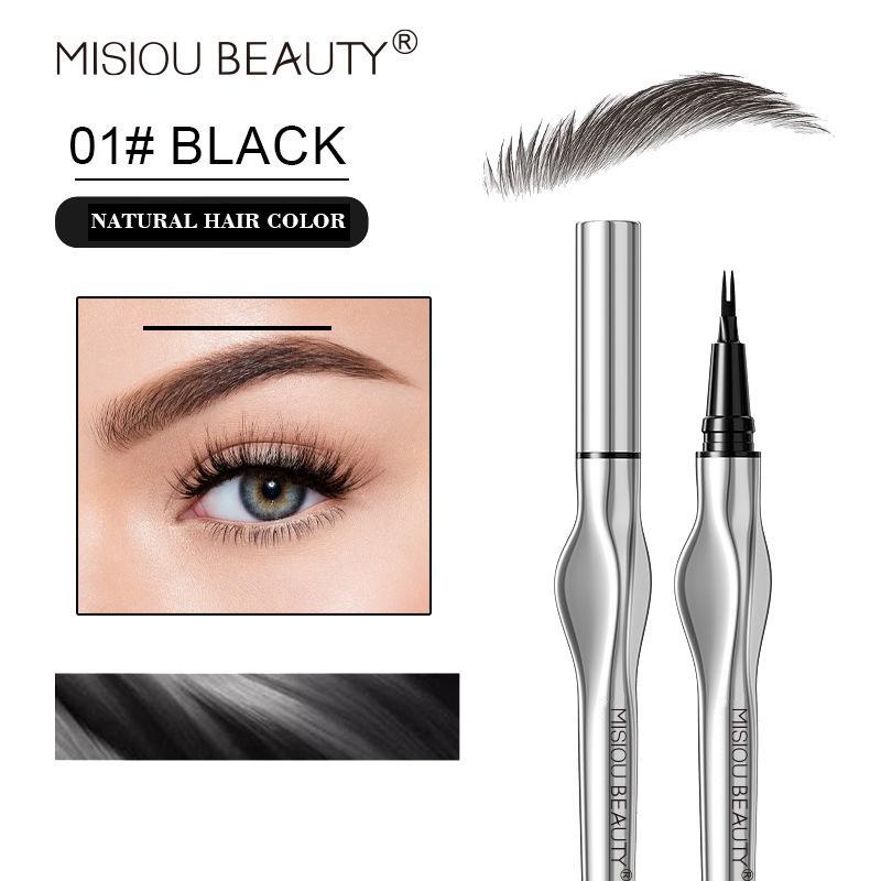 2-Tip Waterproof Eyebrow Pencil, 2 Counts Long Lasting Eyebrow Pen, Black & Brow Styling Brush, Eye Brow Makeup Tool, Makeup Accessories