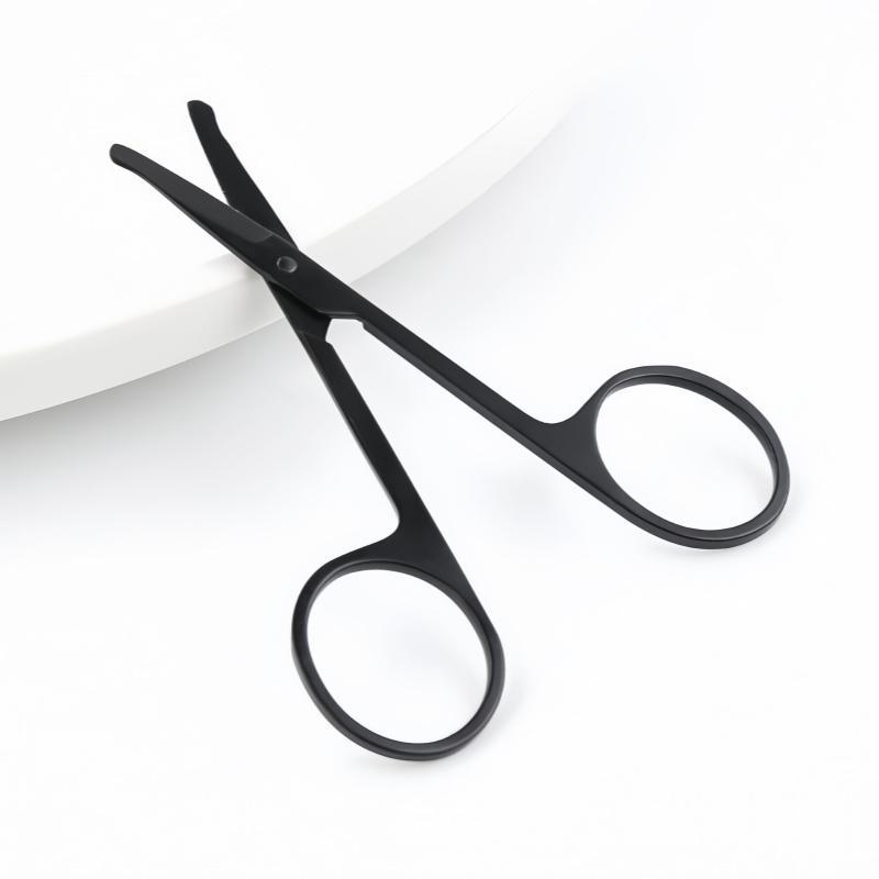 Professional Beard Trimming Scissors, 2 Counts Round Headed Safety Nose Hair Scissors, Hair Cutting Scissors, Facial Hair Trimming Beauty Makeup Scissors