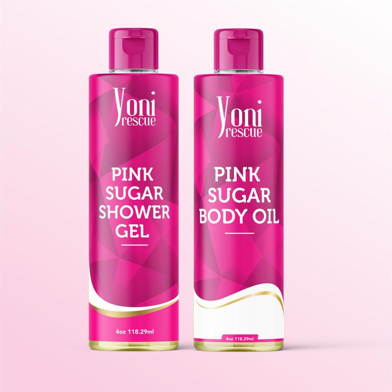 Pink Sugar Body & Bath Care Set- Shower Gel(4oz),  Body Essential Oil(4oz) by Yoni Rescue