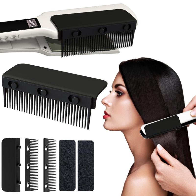 2024 New Flat Hair Straightener Comb Attachment, Compact Styling Tool for Professional or Home Use (Black)