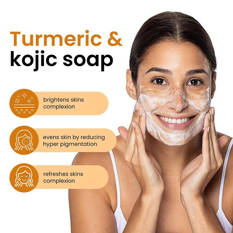 Turmeric Kojic Brightening Soap, 3 Counts box Deep Cleansing Body Soap, Moisturizing Body Wash Gentle Soap for Face & Body, Body Care Product