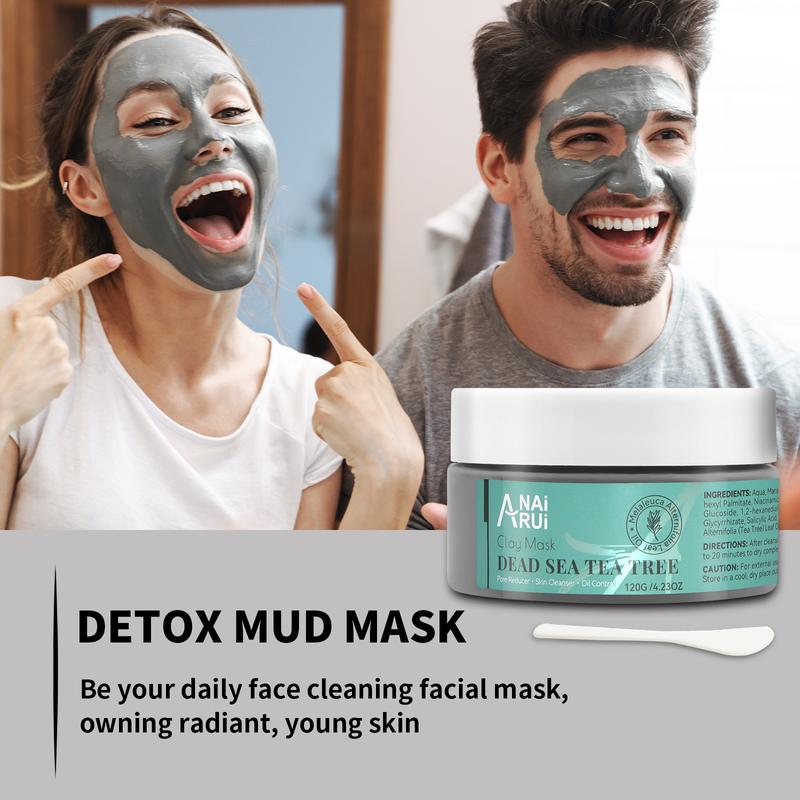 ANAiRUi Dead Sea Mud Mask with Tea Tree Oil & Salicylic Acid, Facial Clay Mask for Large Pore Skin, Oily Skin, Comfort Pore Cleansing Skincare Masks