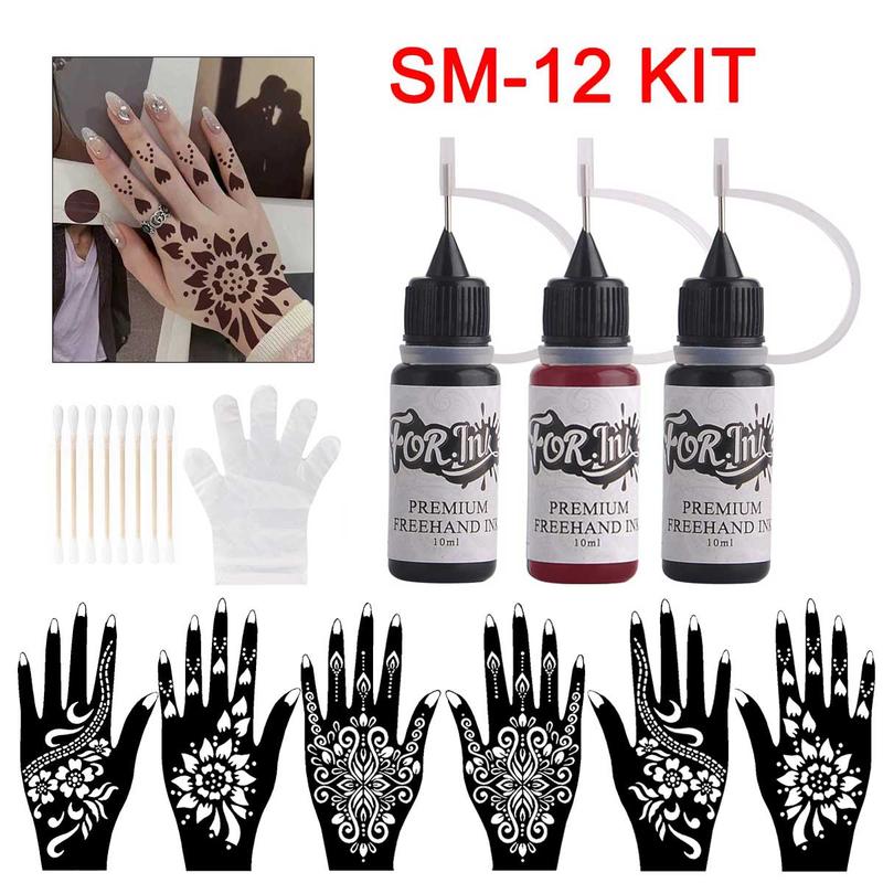 Freestyle Hand & Body Tattoo Stencil & Ink Kit, 1 Set Including 6 Stencils and 3 Tints & Accessories, Temporary Body Tattoo Supplies, DIY Body Tattoo, Fake Tattoos Custom