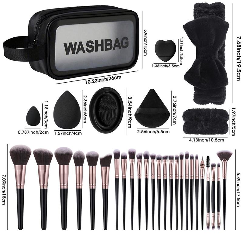 Makeup Tool Set, 46pcs set Makeup Brushes & Sponge & Powder Puff & Brush Cleaning Tool & Headband & Wristband & Wash Bag, Professional Makeup Tools for Women