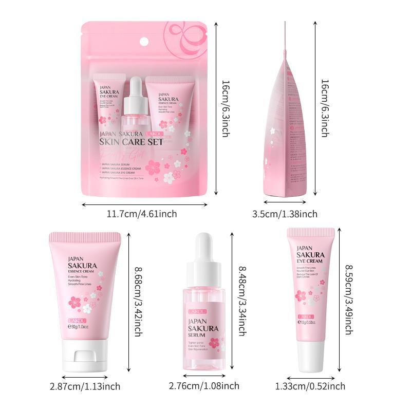 Sakura Facial Skincare Set, Summer Gifts, Facial Serum, Eye Cream & Face Moisturizer, Portable Hydrating Skincare Products, Good Molecules Skincare Travel Sets