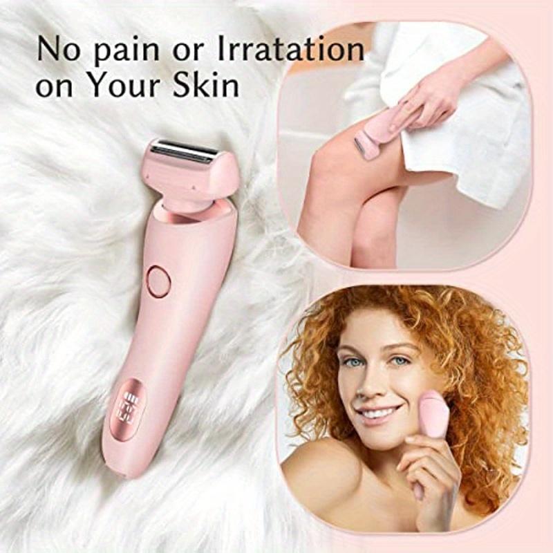 2 in 1 Electric Shaver for Women, 1 Box Rechargeable Hair Removal Tool for Women's Pubic Hair Legs Face, Wet & Dry Use Bikini Trimmer for Women