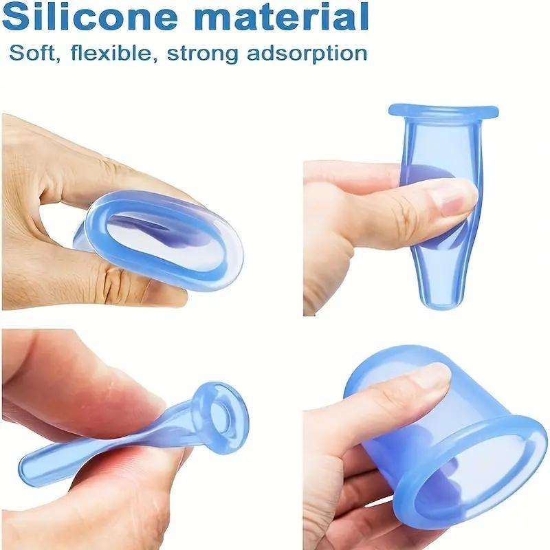 Silicone Suction Cup Set, 7 Counts Clear Vacuum Massage Cup with 1 Count Bag, Portable Heat Therapy Tool with Storage Bag