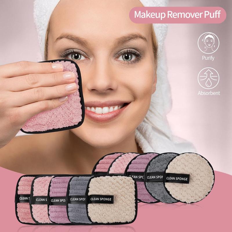 MAANGE Makeup Remover Puff Set, 10pcs set Double Sided Face Wash Puff, Face Cleaning Pads, Makeup Remover Cloth, Skincare Tools, Makeup Products Accessories, Lightweight Cosmetic Accessories, Christmas Gift