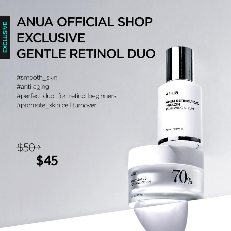 [Anua Official Shop] Gentle Retinol Duo (Retinol Serum + Hydrating Cream) ｜PM Skincare products for Signs of Aging, Niacinamide + Retinol Complex