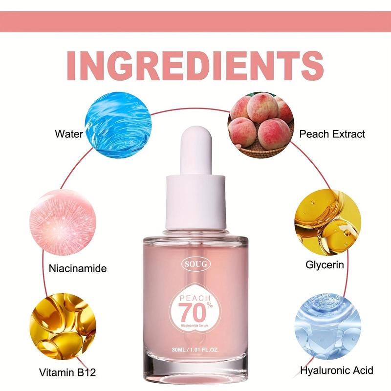 Peach Extract Niacinamide Serum, Hydrating Face Serum, Moisturizing Face Serum for Women, Face Skin Care Products for Daily Use