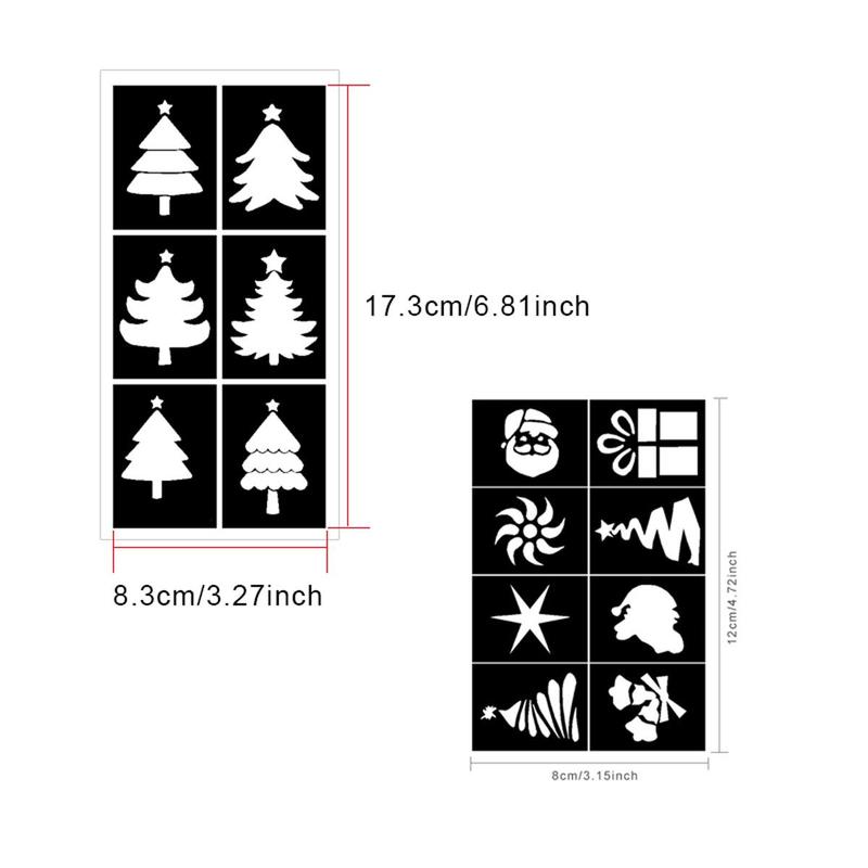 Snowman & Santa & Elk Pattern Festival Themed Temporary Tattoo Stencil Kit, 10 Sheets Reusable Tattoo Templates for Body Art Painting and Makeup