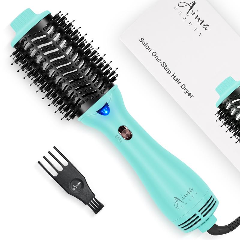 Aima Beauty Hair Brushes 4-in-1 Upgrade Blowdryer Brush Hot Air Hair Straightener Brush Curler Comb for Women Heated Comb Hair Dryer Brush brush blowdryer Ionic Hairdryer Light Green