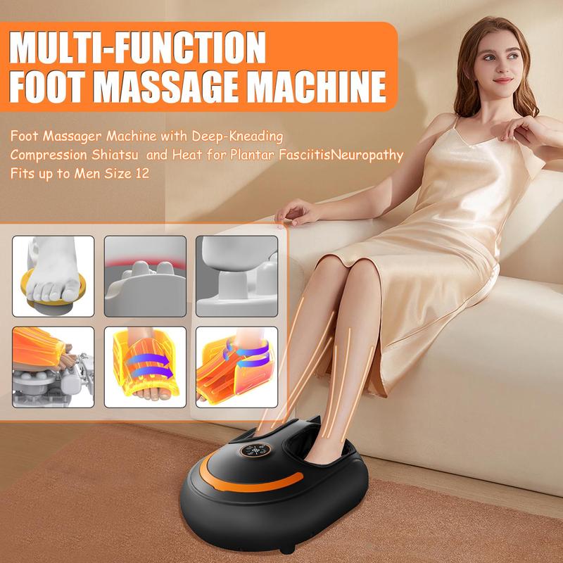 [Cyber Monday Deal] Foot Massager Machine with Soothing Heat, Comfort Deep Kneading Therapy, Air Compression foot massagers, Improve Blood Circulation and Foot Wellness,Relax for Home or Office Use(Black)