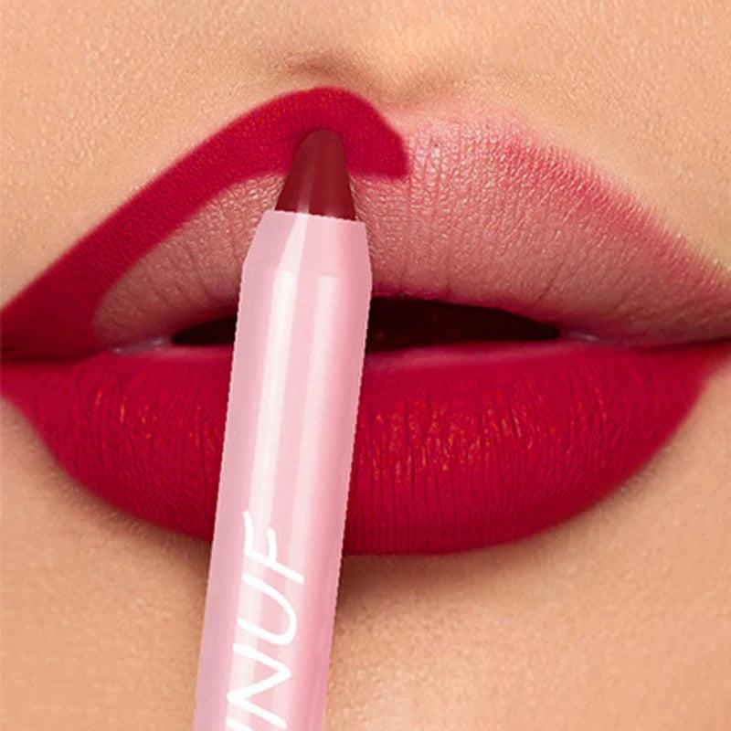 *(For a limited time)**BUY 6 GET 3 ( *65%OFF!)Colors Lipstick Pencil Waterproof Sexy Red Matte Contour Tint Lipstick Lasting Non-stick Cup Lipliner Pen Lip Makeup Cosmetic