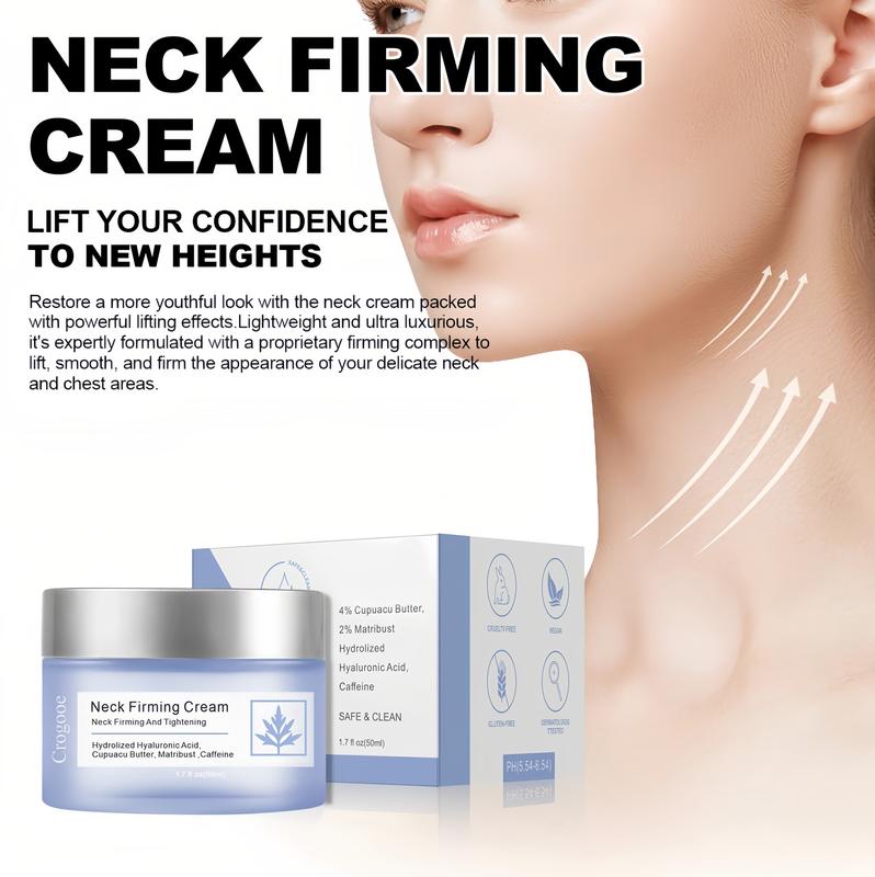 Crogooe Firming neck cream - Tightens,Lifts and Hydrates Skin -Cosmetic, BodyCare Comfort anti-aging hypoallergenic Smoother Skincare Moisturizer