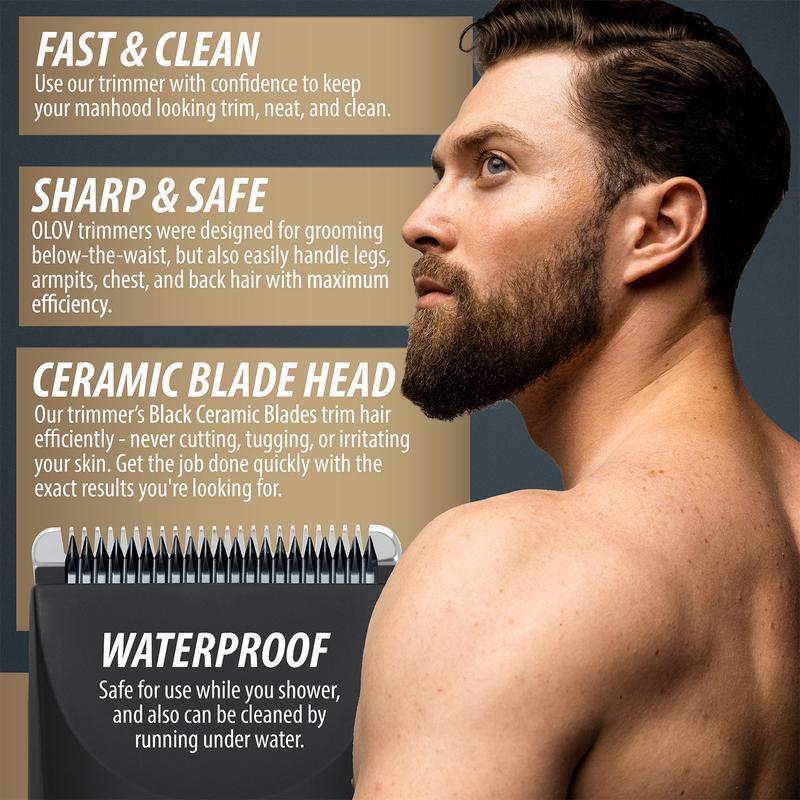 Electric Body Hair Trimmer- Groin Hair Trimmer - Ball Trimmer for Men - Replaceable Ceramic Blade Heads,USB Recharge,Waterproof Male Hygiene Razor Safe Quick Gift Cordless Boyfriend Gifts