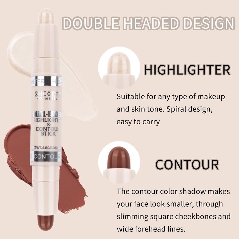 Double-ended Contour Stick, 4 Counts set Matte Finish Highlighting Makeup Pen for Nose Face, Facial Makeup Tool for Women & Girls