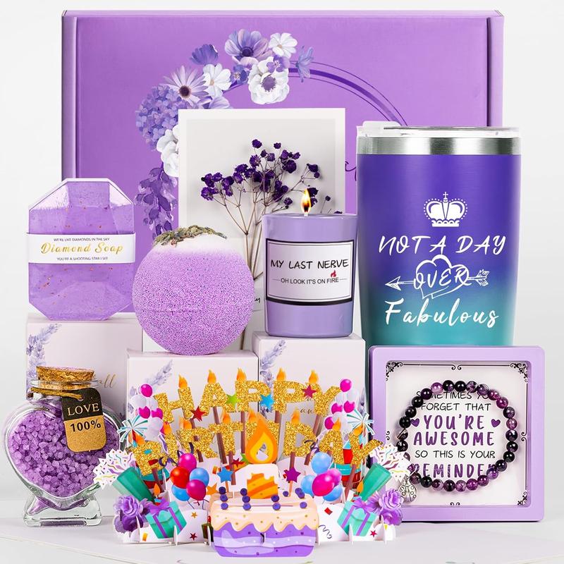 Birthday Gifts for Women Birthday Basket Box,Get Well Soon Gifts,Purple Gifts for Women Bath Relaxing Spa Gift Set for Female Wife Girlfriend Mother Grandma Daughter Sister Coworker & BFF Christmas Cift  Comfort  Comfort  Comfort Body Care Skin Care