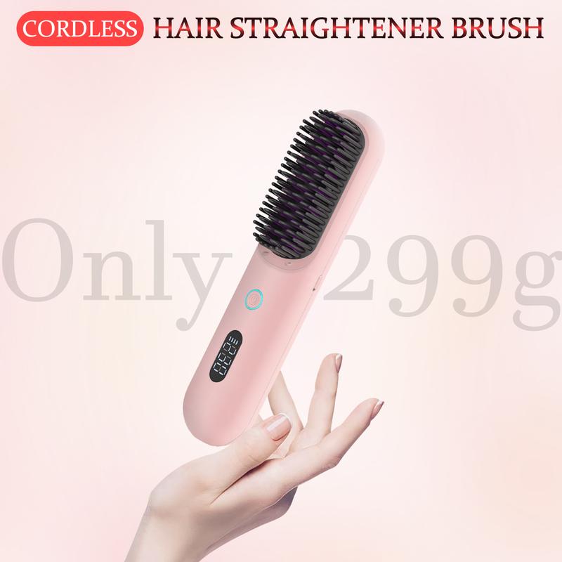 Ouestbeauty Cordless Hair Straightener Brush Comb with 9 Temperature Settings & Anti-Scald - Comfort, Gentle