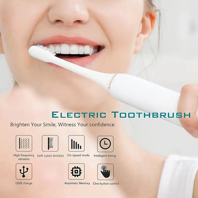 Electric Toothbrush for Christmas Gift, 1 Box USB Rechargeable Waterproof Toothbrush with 4 Brush Heads, Oral Care Product for Adults & Kids