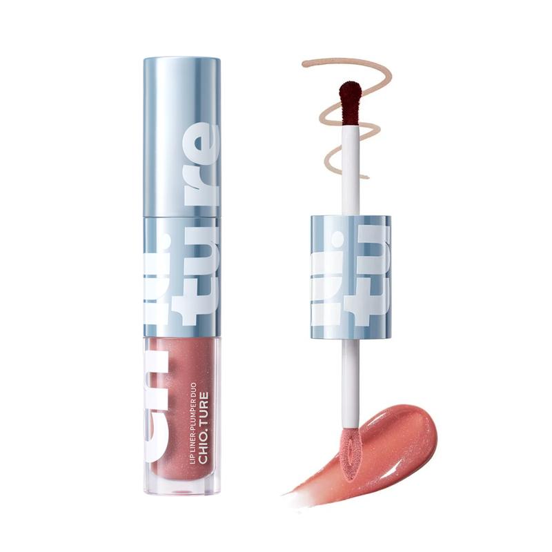 CHIOTURE Double Plumping Power Lip Glamour Peel-Off Lip Liner & Plumper Duo, Long-lasting Lip Plumper Gloss for Perfectly Pouty Lips Lipliner Makeup