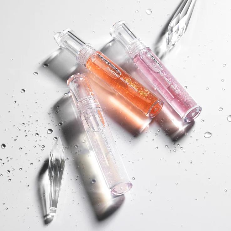 [Official rom&nd Partner] Glasting Water Gloss (2 Colors), Shimmery Finish, Plumping, Glazed Glass Lips, Hydrating & Moisturizing, Korean Lip Gloss, Water Bomb, Shiny & Glowy, Sheer &Transparent, Lip Combo, romand, rom and Lipstick Makeup, k beauty makeup