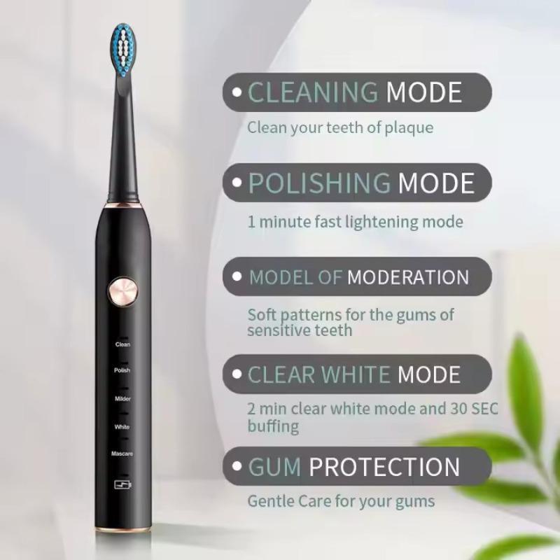 Rechargeable Smart Electric Toothbrush, 1 Set Portable Travel Oral Care Toothbrush, Waterproof Personal Care Appliances for Adults, Christmas Gift