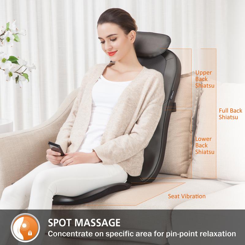 Snailax Back Massager with Heat Shiatsu Massage Seat Cushion - 2D 3D 2-in-1 Modes Back Massager with Heat Adjustable Gifts for Women Men