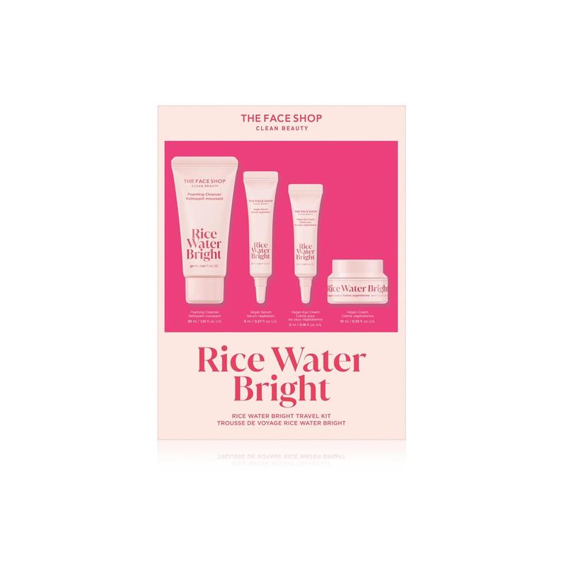 The Face Shop Rice Water Bright Travel Kit, Korean Skin Care Set with Ceramide , Hydrating for Dry Skin, Daily Face Moisturizer Moisture Nourishing