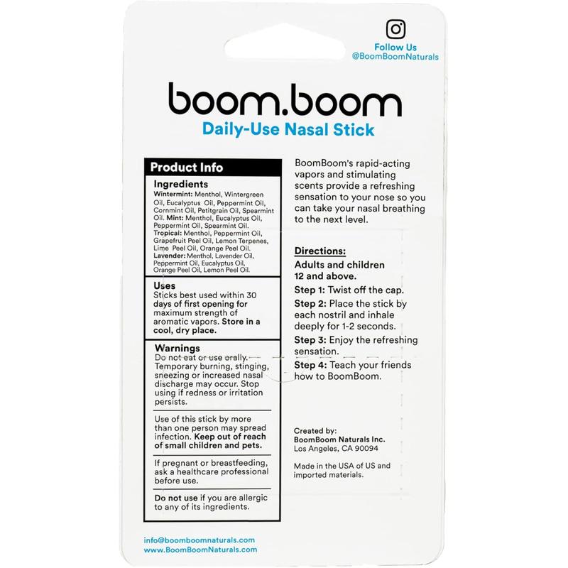 Nasal Stick inhalers (4 Pack) Boom Boom Powerful Essential Oil Vapors  Featured on Shark Tank  Breathe In Life Carrier & Essential Oils,for nic  sleep