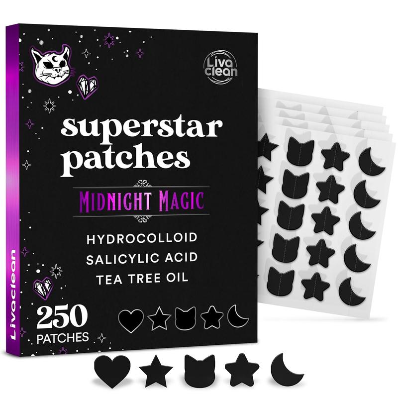 250CT Pimple Patches Midnight Magic Black Star with Salicylic Acid & Tea Tree Oil, Cute Acne Patches for Face, Skincare Blemish Zit Spot Treatment Clear Daily pimple patches