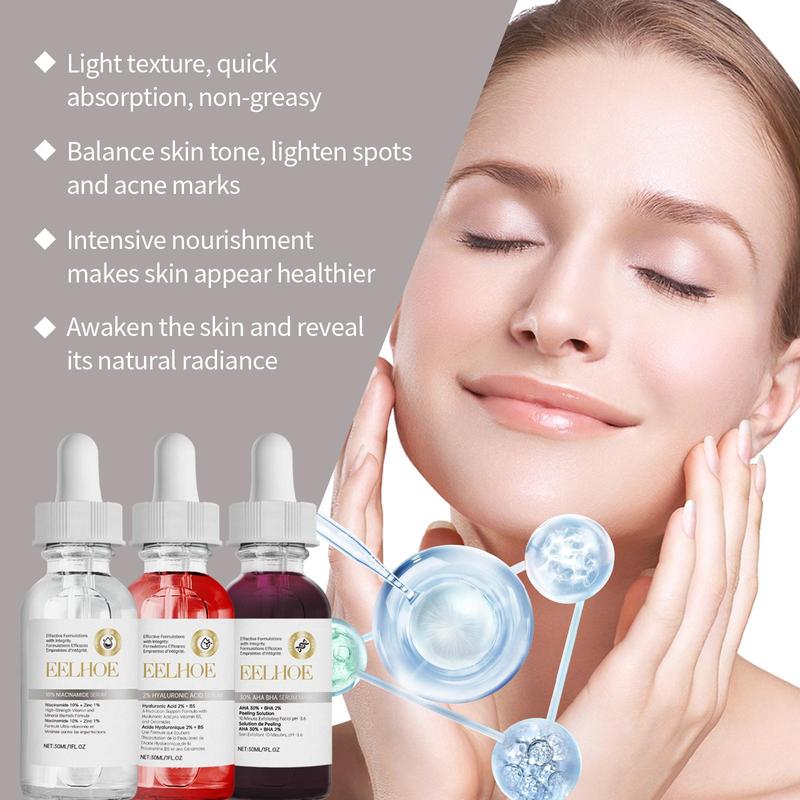 Hyaluronic Acid Serum, 3 Counts box Moisturizing Facial Essence, Hydrating Facial Serum, Face Skin Care Product for Women and Men