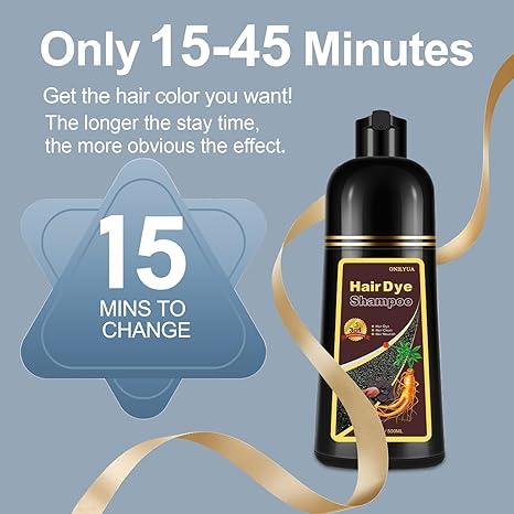 Black Hair Color Shampoo 500ML Instant Hair Dye Shampoo Haircare for Men & Women-Color Shampoo for any hair color in Minutes-Long Lasting-Safe & Easy to Use black hair instant black