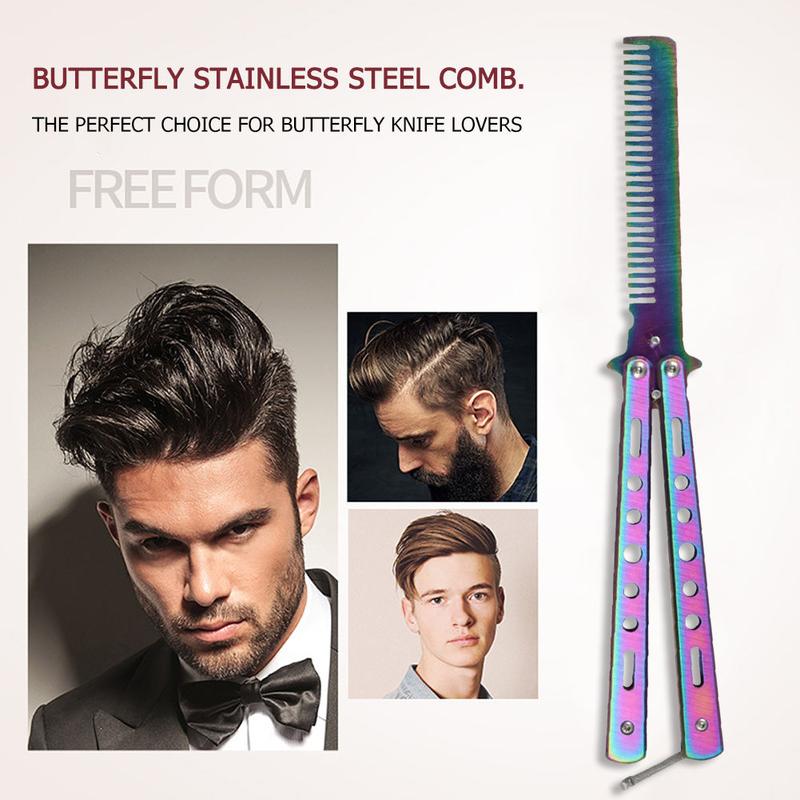 Butterfly Comb, Stainless Steel Rainbow Portable Foldable Hair Comb, Hair Styling Tool Haircare Heatless