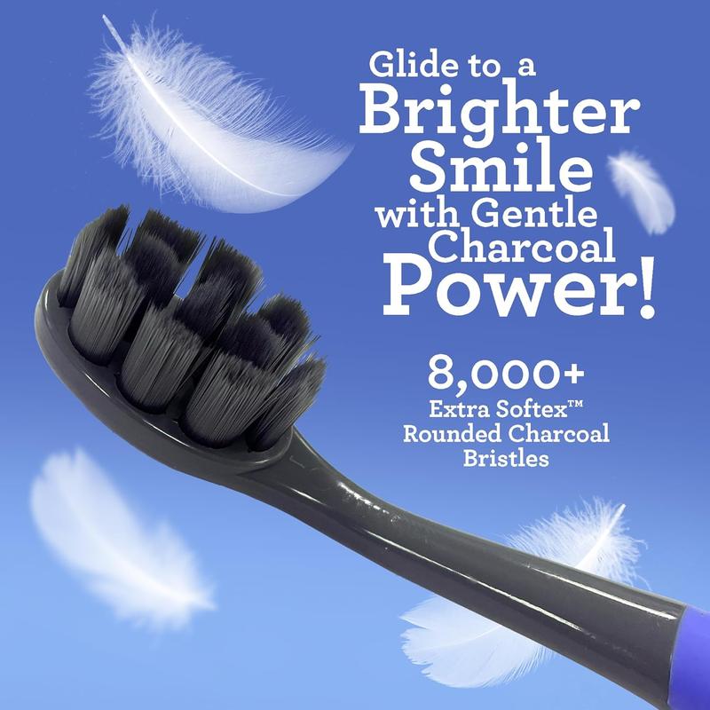 Butter on Gums Charcoal Toothbrush - 8000+ SoftexTM Bristles for Sensitive Teeth & Gums, Aids in Teeth Whitening, Extra Soft (6 Count)