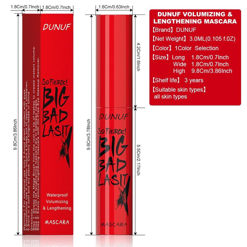 Long Lasting Mascara (3 Counts), Waterproof Curling Mascara, Professional Eye Enhancement Makeup Products for Women & Girls