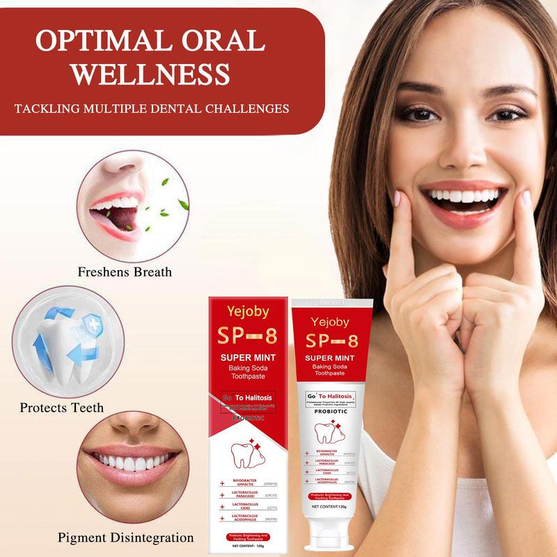 (3 Counts only 12$) SP-8 whitening Toothpaste, Super sp8 brightening Oral probiotic, sp 8 Bright White Toothpaste for Stain Removing, Fresh Breath & Teeth Health Whitening Solution Effect is better than SP-6 and SP-7,SP-8 SP-6 SP-4 sp-8 sp-6 sp8 SP-10