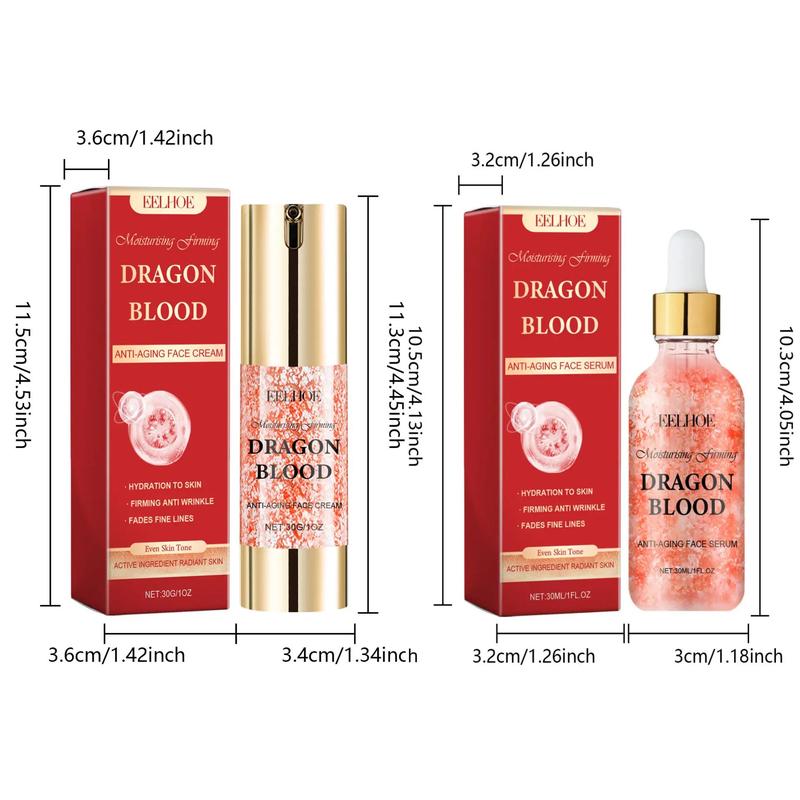 Dragon Blood Facial Cream & Serum Set, 2 Counts set Moisturizing Facial Skincare Kit, Hydrating Face Skin Soothing Products