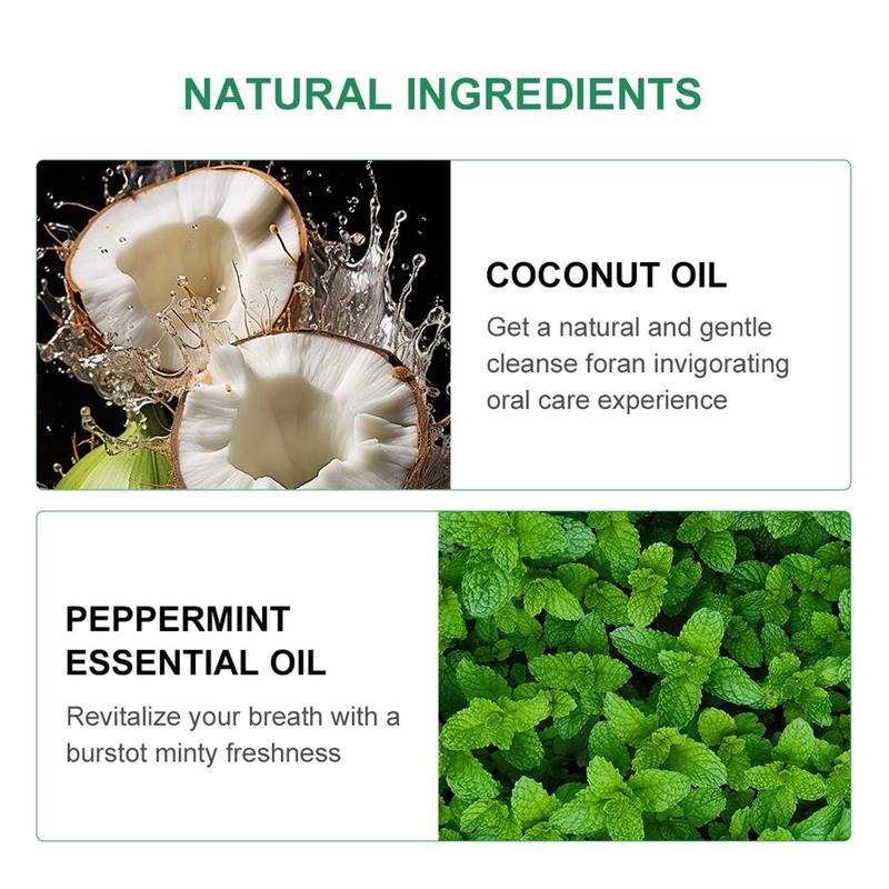 Coconut & Mint Oil Pulling, Natural Coconut Oil Mouthwash, Summer Oral Care Cleaning Oil, Fresh Breath Oral Care Product