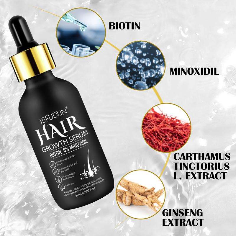 Sefudun 5% Minoxidil Hair Serum Oil 60ml, Strengthens Hair & Fuller Hair, Suitable for Thanksgiving Christmas Gift