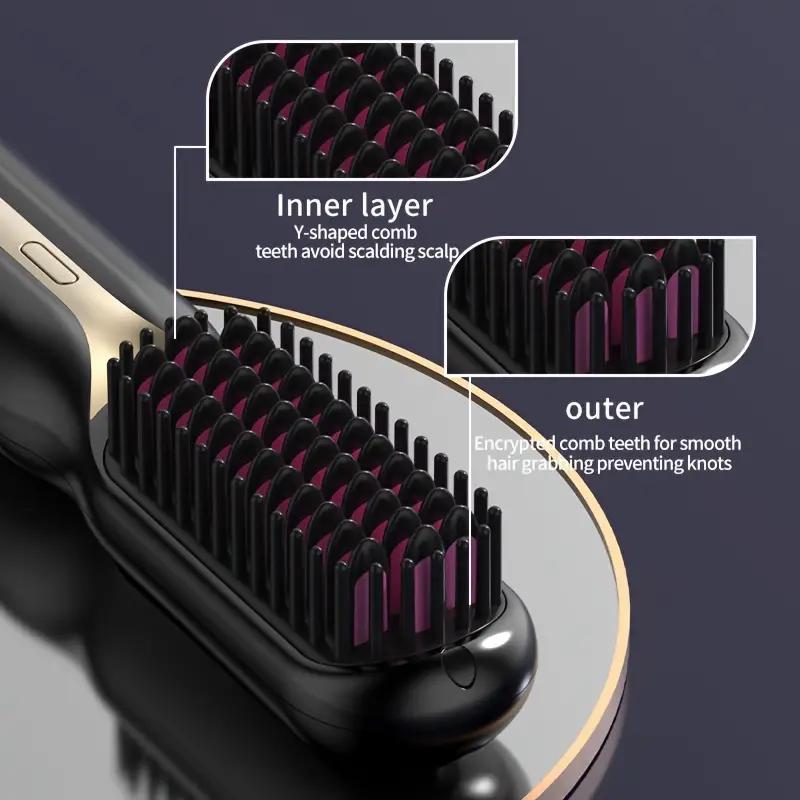 Portable Electric Hair Straightener Brush, Rechargeable Hair Straightening Comb, Hair Styling Tool for Home & Travel