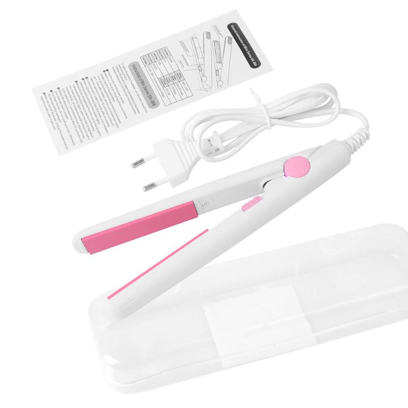 2 in 1 Mini Hair Straightener (US Plug, White): Ceramic Tourmaline, Portable for Home Comfort