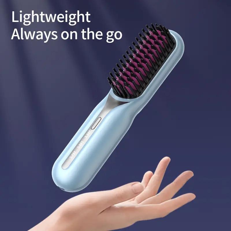 Portable Electric Hair Straightener Brush, Rechargeable Hair Straightening Comb, Hair Styling Tool for Home & Travel