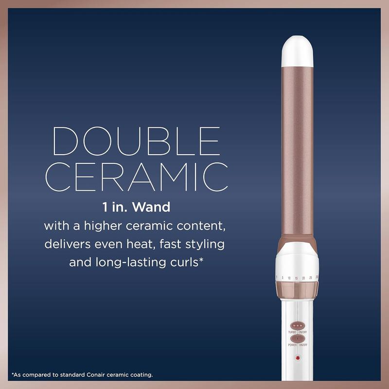 Double Ceramic 1-inch Curling Wand, Straight wand produces flawless waves