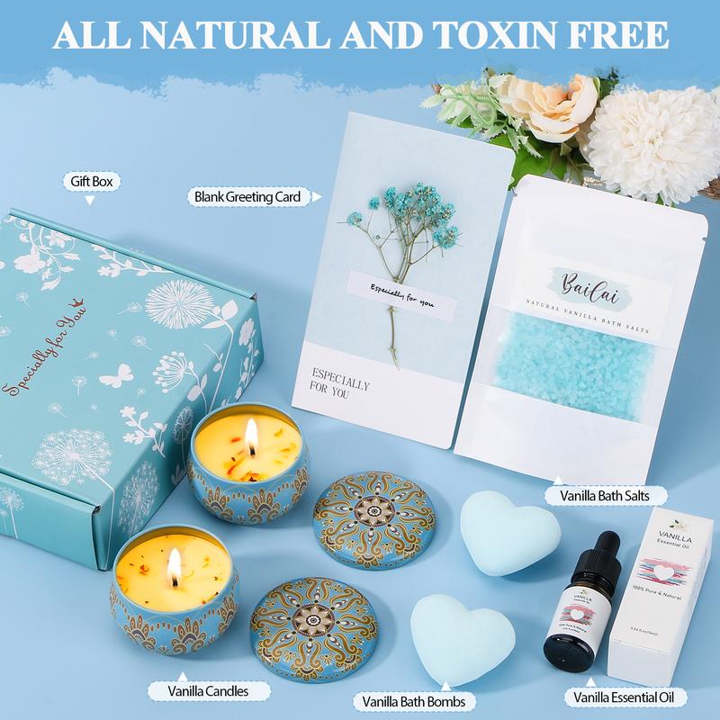 7PCS Bath Relaxing Self Care Spa Kit,Gift Basket for Girl Mother Women,Thanksgiving Gift for Mom,Christmas Gift,Bathtub Relaxation Body Care Comfort