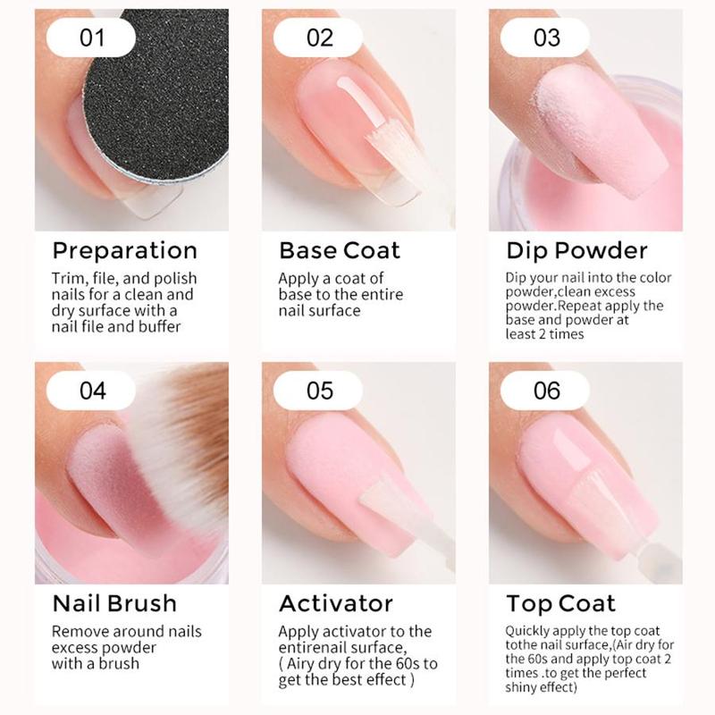 Dip Powder Nail Kit, 4 Counts set Nail Art Kit, Including Base Coat, Top Coat, Activator and Brush Saver, Tools for Long-lasting Manicures, Professional Nail Art Kit for Women & Girls