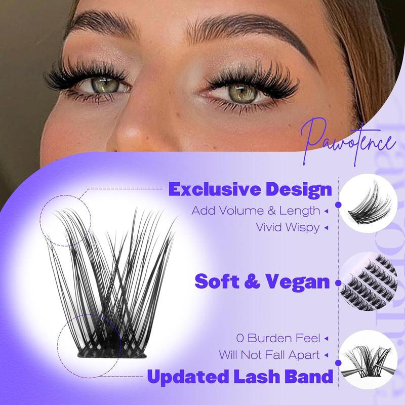 Individual False Eyelashes with Eyelash Glue & Tweezers, 1 Set Natural Look Eyelash Extensions, Self Grafting Curl Eyelashes, Eye Makeup Accessories