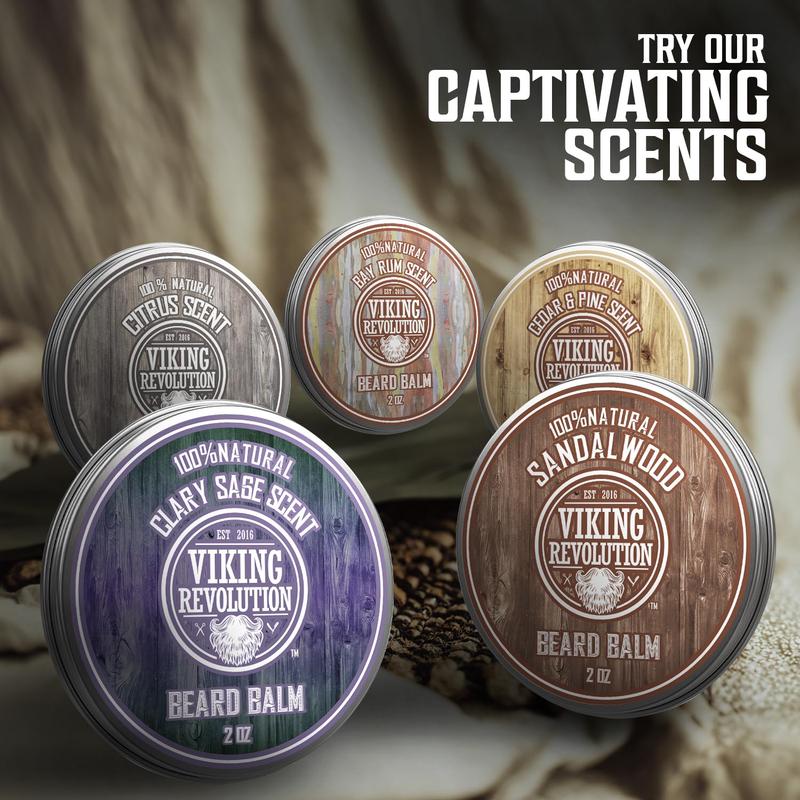 Viking Revolution Beard Balm - All Natural Grooming Treatment with Argan Oil & Mango Butter - - 1 Pack Hair Care Fragrance