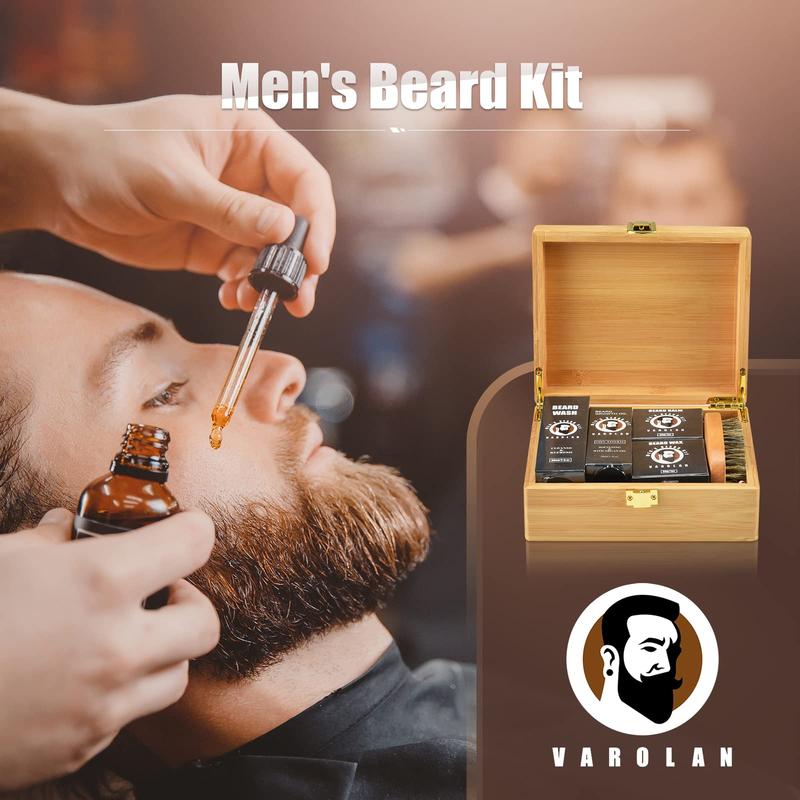 Beard Grooming Care Kit for Men, Birthday Gifts for Men with Beard Oil, Balm, Brush, Wash, Wax, Comb, Scissors Hair Care Comfort