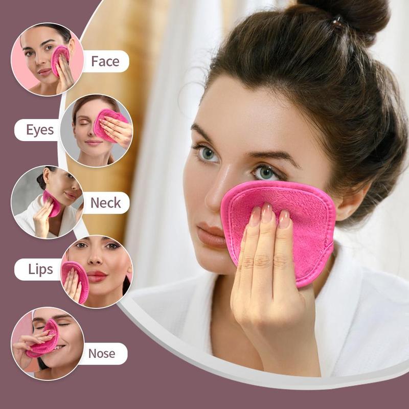 Reusable Makeup Remover Cloth, 10pcs set Makeup Remover Towel, Microfiber Face Washcloth, Facial Cleansing Tool for Home & Travel, Christmas Gift